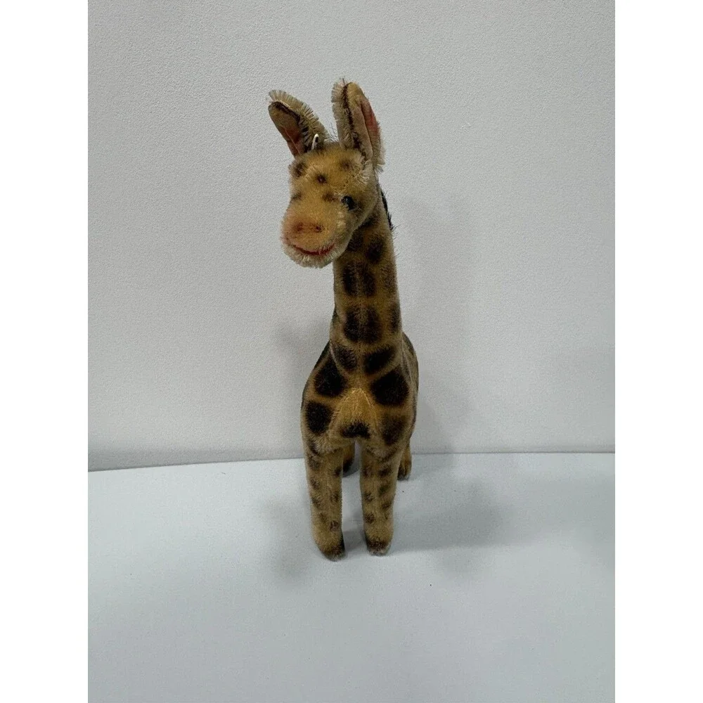 Hermann Giraffe Mohair Plush 1960s Plastic Horns Glass Eyes no ID Vtg